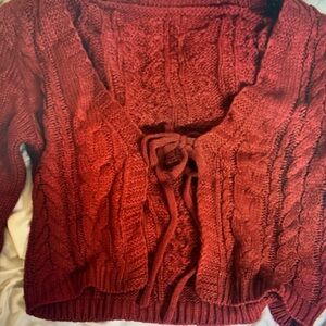 Women's Cable Knit Sweater - Red